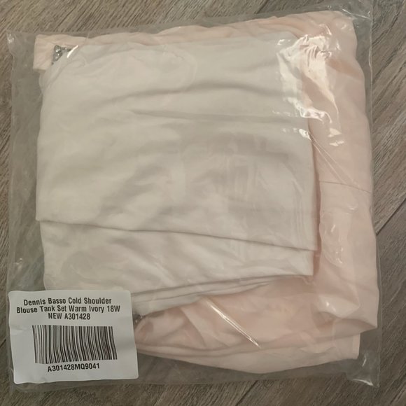 NWT DENNIS BASSO COLD SHOULDER BLOUSE TANK SET IVORY 18W - Picture 10 of 11